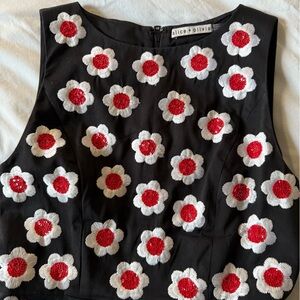 Alice + Olivia Black and Red Sleeveless Cocktail Dress